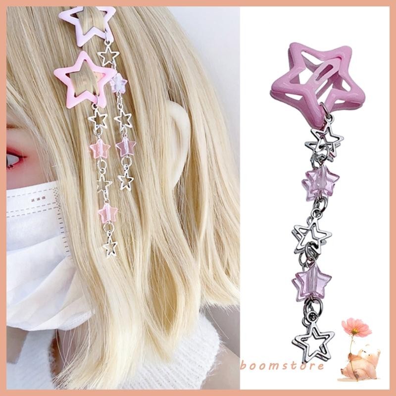 Boom Macaron Star ผมสไลด์ Y2k สไตล์ Bangs Hairclip Vintage Pentagrams เครื่องประดับผมอเนกประสงค์ Hairpin เครื่องประดับสําหรับ W
