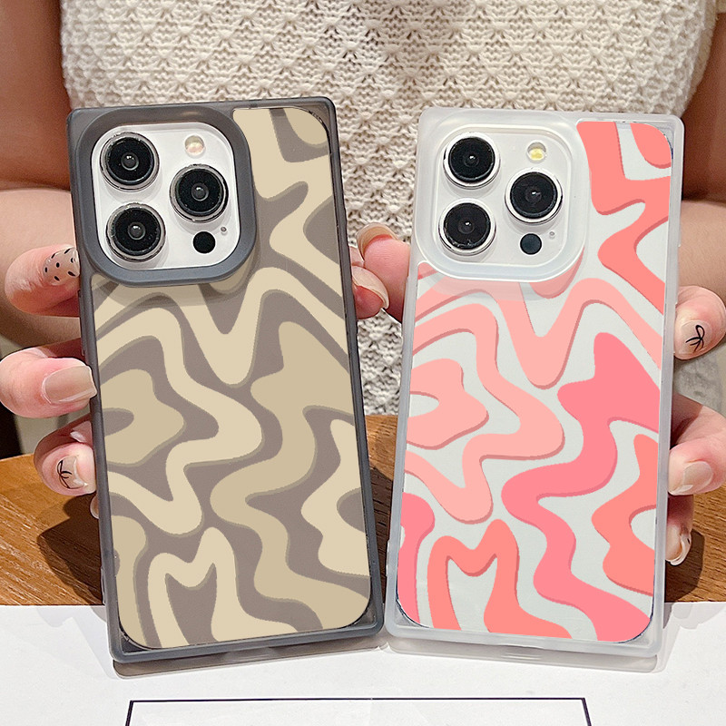 สําหรับ IPhone 15 14 16 Plus 13 12 Pro Max 11 Square Stripe Anti Drop โปร่งใสเคสโทรศัพท์ IPhone แบบนุ่ม