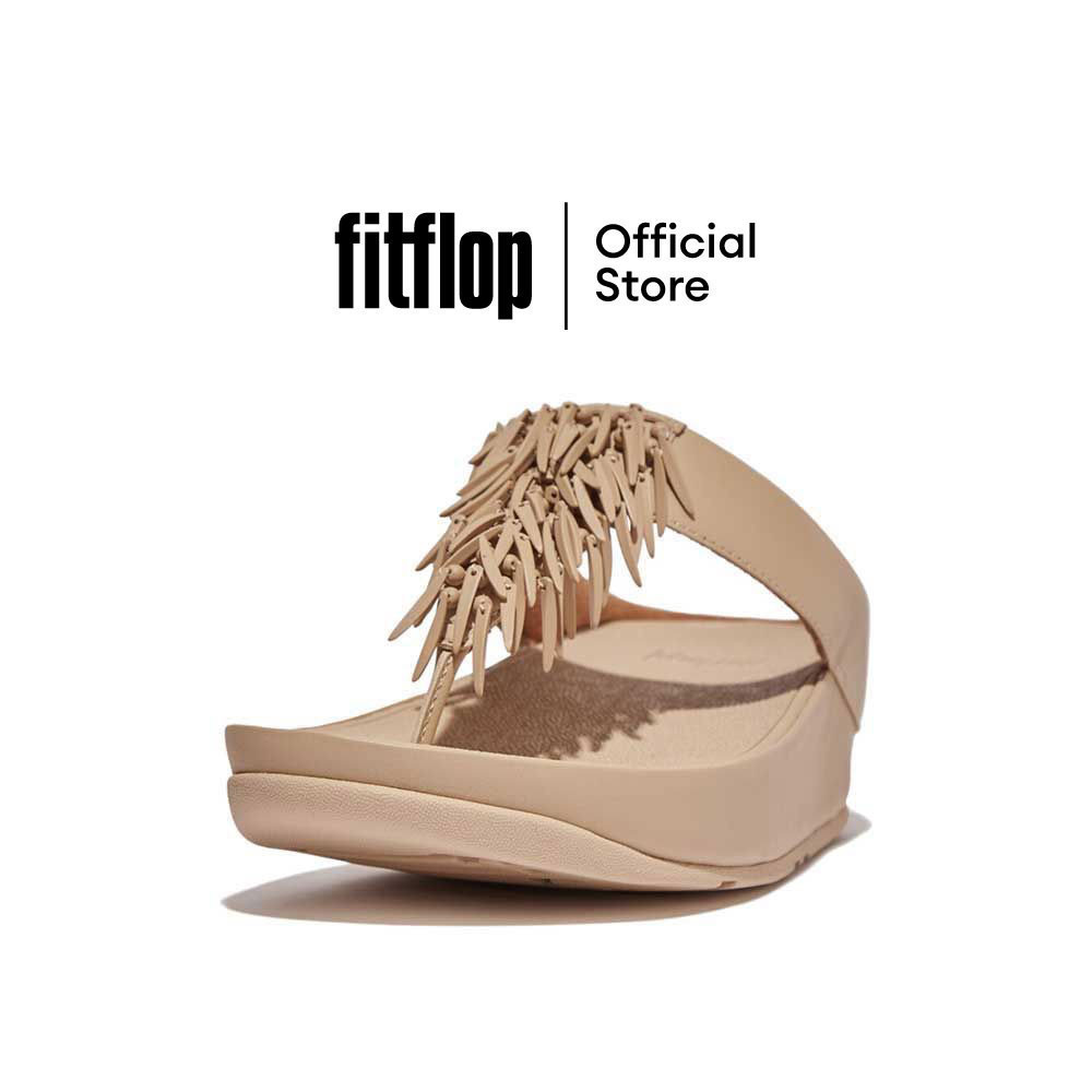 FITFLOP RUMBA BEADED LEATHER TOE-POST รองเท้าแตะแบบหูหนีบผู้หญิง รุ่น HQ4-A94 สี LATTE BEIGE