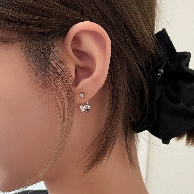 Jushi Love Niche ต่างหูผู้หญิงเงินแฟชั่นแนวโน้มวันหยุด Vintage ของขวัญอุปกรณ์เสริม