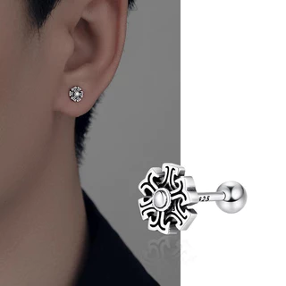 ต่างหูเงินแท้ 925 ชาย Retro Niche High-End สไตล์ใหม่ Ruffian หล่ออินเทรนด์หญิงชิ้นเดียว