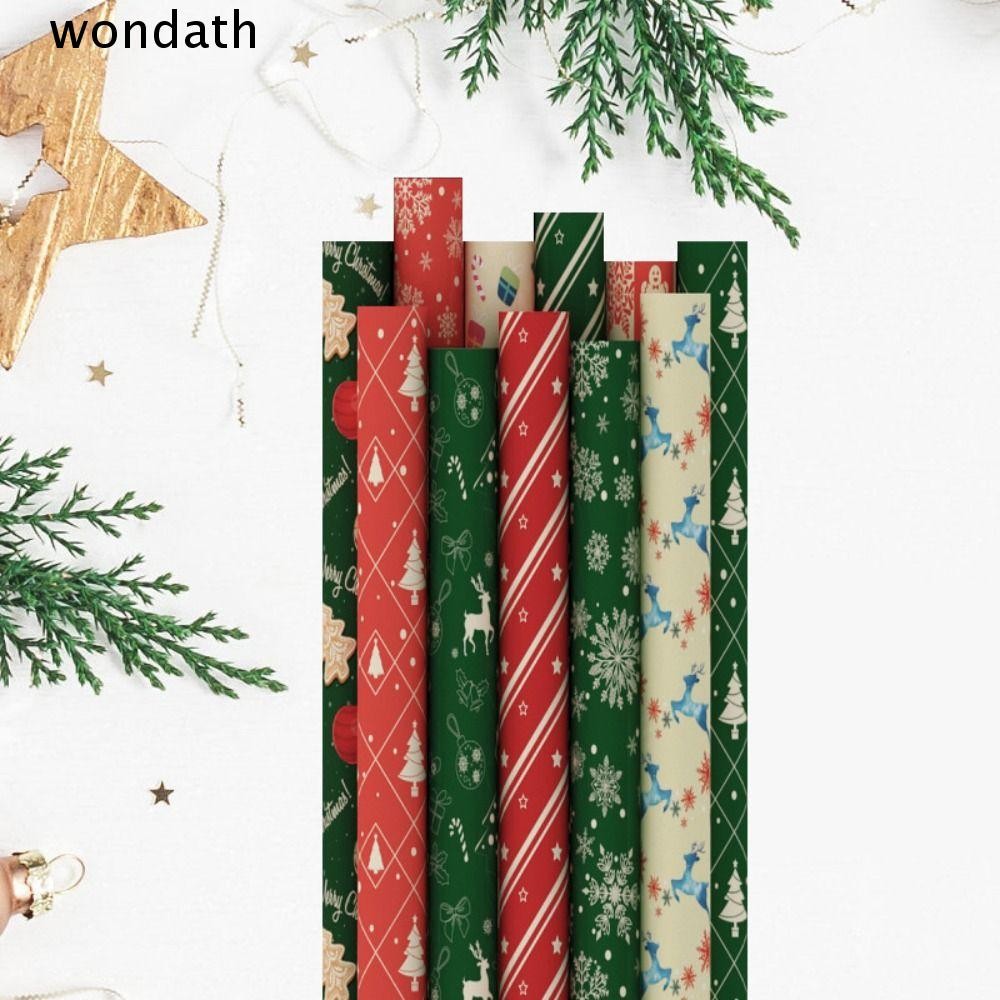 Wonda กระดาษห่อของขวัญคริสต์มาส 5 ชิ้น, ม้วนกระดาษหัตถกรรมกระดาษ 50*70 ซม., DIY Favors Party Package คริสต์มาส