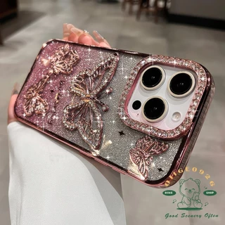 เคส iphone16 Diamond Glitter Butterfly เคสโทรศัพท์ iphone16 Pro Max 15 14 13 12 11 เคสสําหรับเคส iPhone ซิลิโคนนุ่ม TPU กันกระแทก