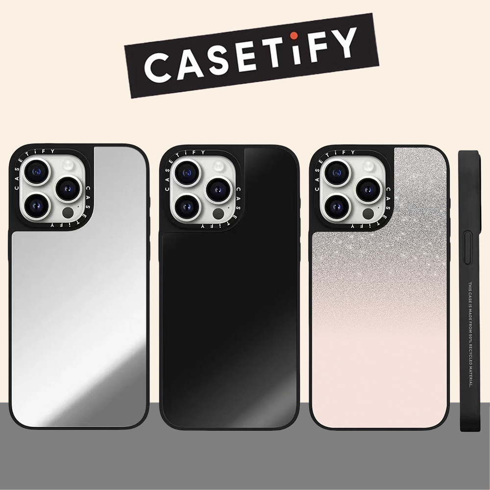 Casetify สีทึบกระจกเคสโทรศัพท์สําหรับ iPhone 16ProMax 16Pro 16Plus 15ProMax 14 13 12 11 กรณีห่อกันกระแทกด้านหลังอะคริลิคปลอก