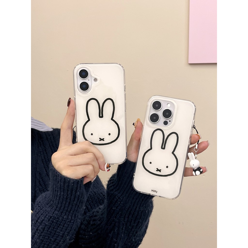 Line Miffy Rabbit Hangings TPU Cover สําหรับ Apple IPhone 16 15 14 13 12 Pro Max เคสกันกระแทก