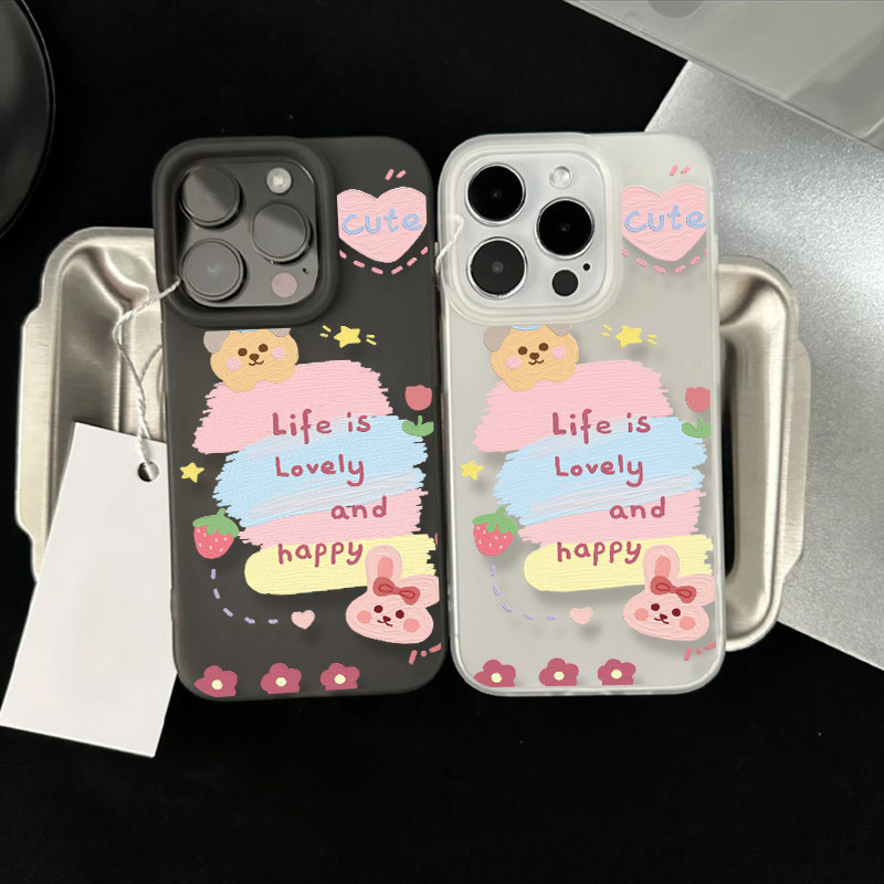 Kiddy หรูหราหลุมขนาดใหญ่ Frosted สําหรับ IPhone 7Plus 11 14 15 13 12 Pro MAX XR 16 8 Plus XS MAX Xการ์ตูนทิวลิปวาดสีสัน