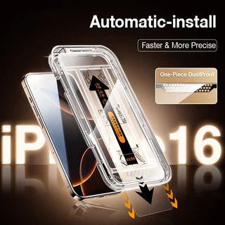 คลิกเดียวติดตั้งหน้าจอโทรศัพท์กระจกนิรภัย Flim สําหรับ iPhone 16 15 14 13 12 11 Pro Max Plus Auto Alignment Mount Aids ความเป็นส่วนตัว HD Clear Anti Scratch Protector Cover