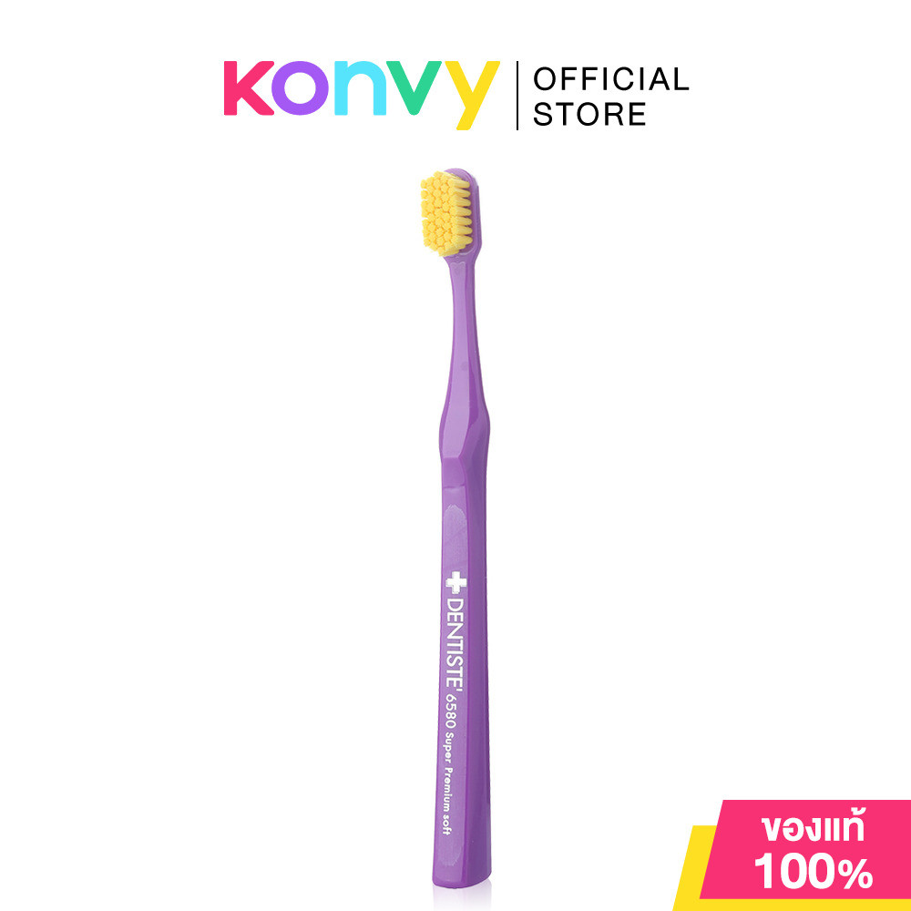 Dentiste 6580 Gum Toothbrush [Purple] เดนทิสเต้ แปรงสีฟันสีม่วง ขนแปรงปลายกลมมน สำหรับผู้ใหญ่ ชนิดนุ่มพิเศษ.