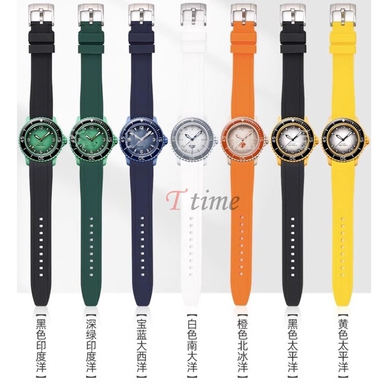 สายรัดปลายโค้ง 22 มม. เหมาะสําหรับ Blancpain X S-Watch Fifty-Strap เครื่องมือสายซิลิโคนอ่อนนุ่มผู้ชายผู้หญิงกันน้ํากีฬาสายรัดข้อมือผีเสื้อหัวเข็มขัด