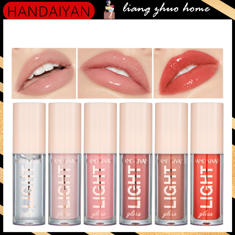 Handaiyan เซ็กซี่สีแดงกระจก Lip Glaze น้ํา Liquid ลิปสติก Moisturizing Non-stick ถ้วยเม็ดสีสูง Peach Lip Tint แต่งหน้าเครื่องสําอาง