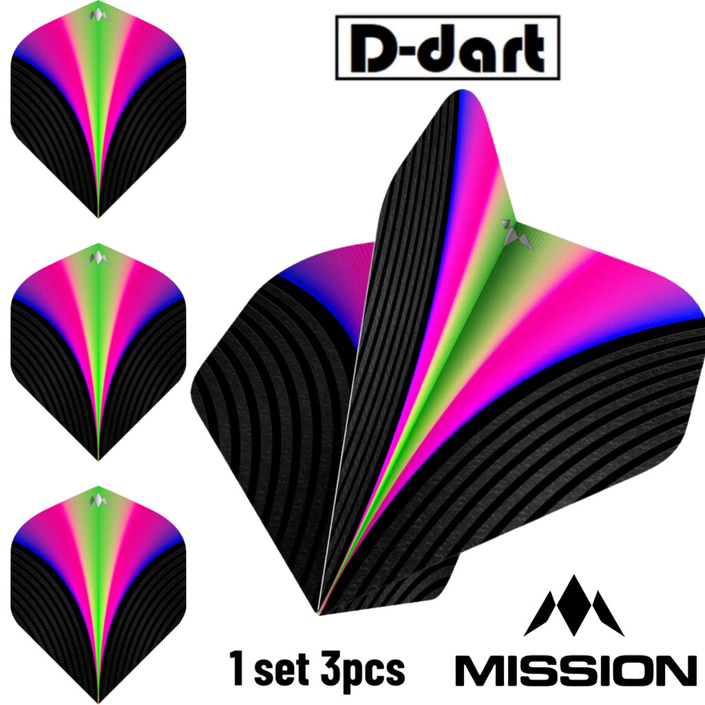 Mission Dart Flights - AURORA STANDARD 100 Micron Solo Darts Flight สําหรับลูกดอกนุ่มและเหล็ก