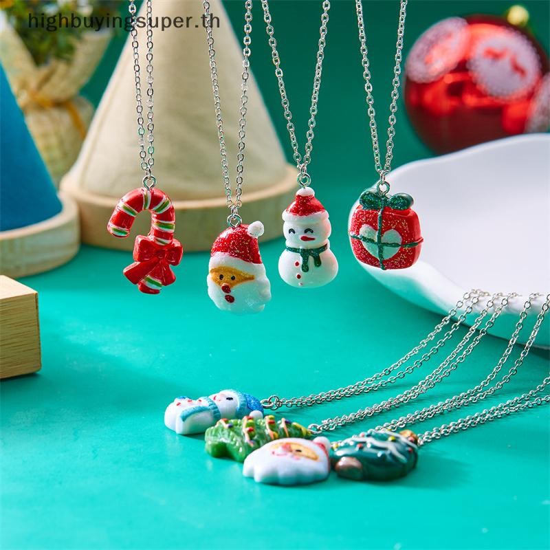 Hrth สร้อยคอคริสต์มาสซานตาคลอส Snowman จี้ต้นคริสต์มาสสําหรับผู้ชายและผู้หญิงสวมใส่ทุกวันใหม่ปีเครื่องประดับของขวัญ HRTH