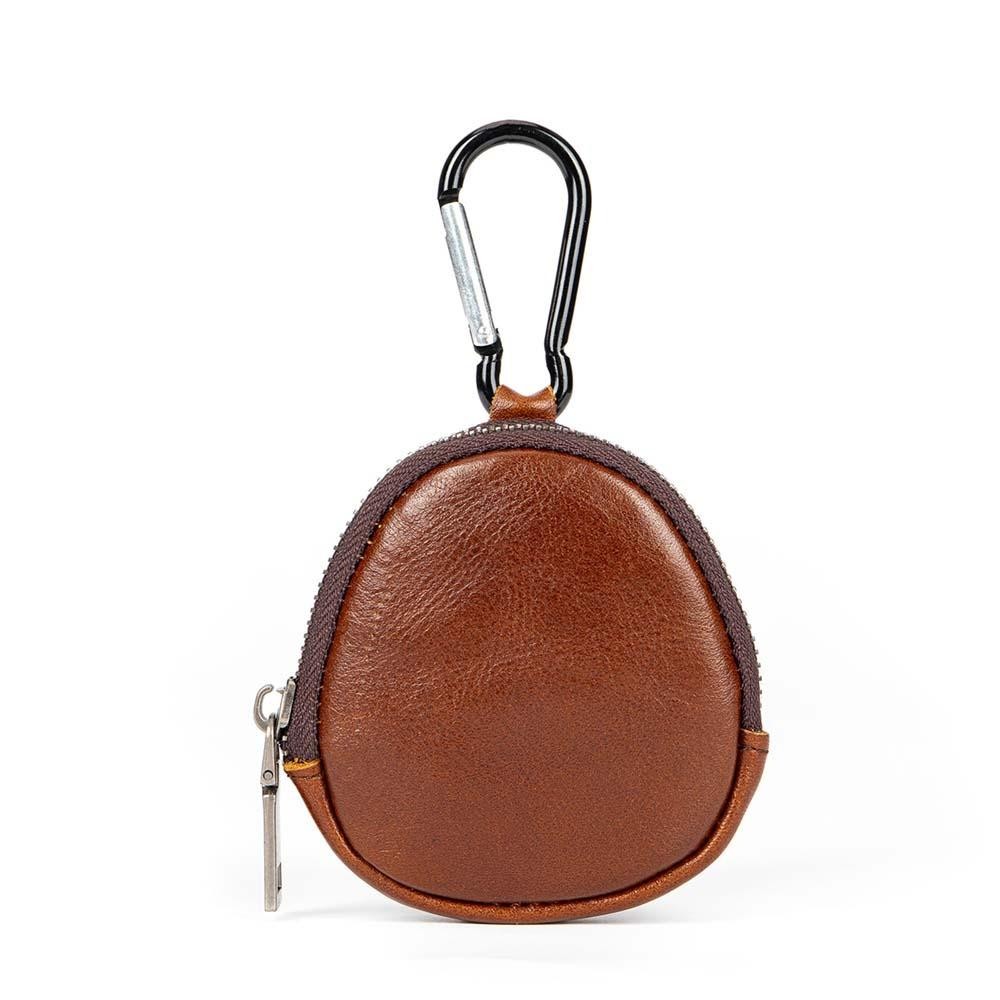 Wellnessspot Elliptical Zipper Pouch, Mini Retro Oil Wax PU Wallet, Key Ring Zipper Anti-loss Waterproof Mens Coin Purse ทุกวัน