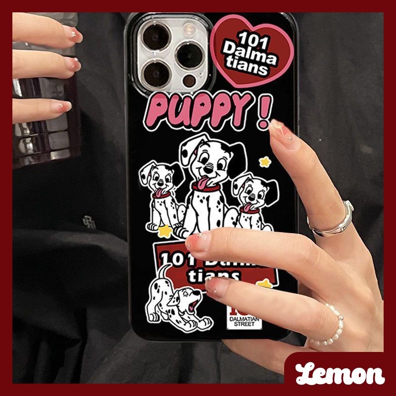 [Lemon] เคสโทรศัพท์มือถือ ซิลิโคนนุ่ม ลายการ์ตูนสุนัข แนวสตรีท ยุโรป อเมริกัน สีดําวาว สําหรับ iPhone 14 14pro 14plus 14promax 7 8 7plus 8plus 11 12 X XS XR XSMAX 11pro 12pro 11promax 12promax 13 13pro13promax /