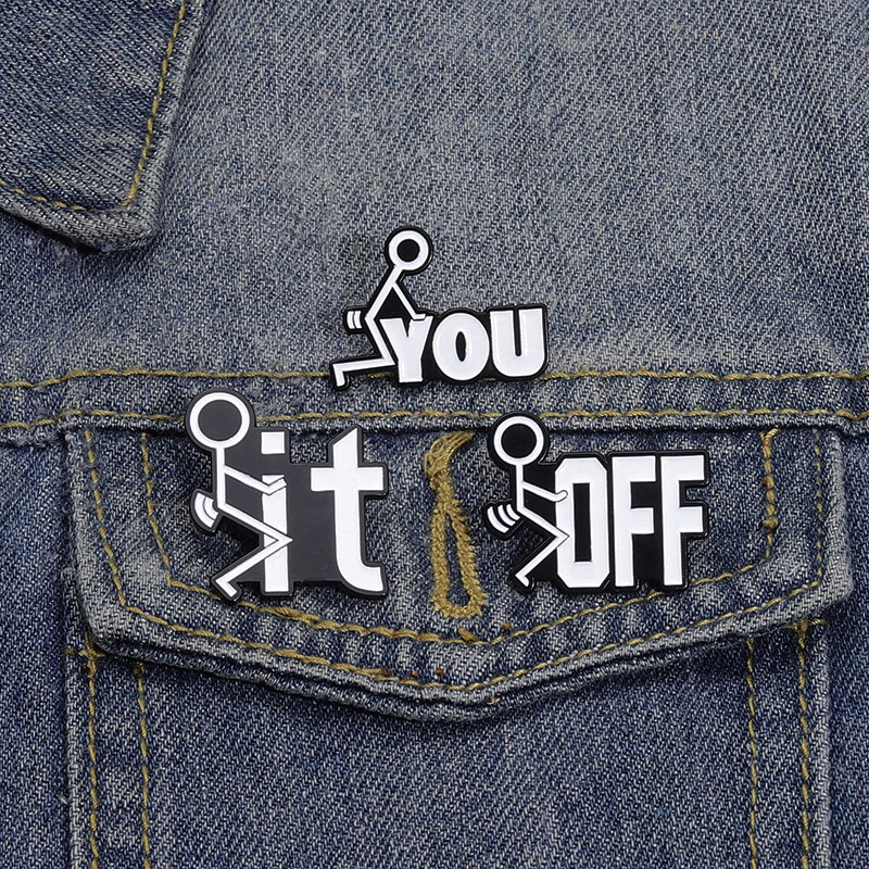 การ์ตูนตลก Man เข็มกลัดเคลือบคุณ Off It ข้อความกระเป๋าเป้สะพายหลัง Badge เสื้อผ้าแฟชั่นอุปกรณ์เสริมของขวัญเครื่องประดับสําหรับเพื่อน