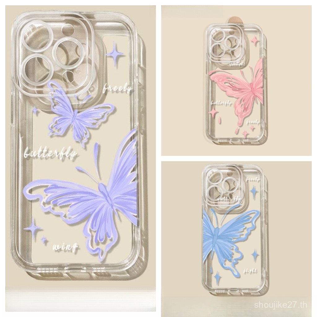 Apple 14เคสมือถือ15PROMAX เฉพาะสำหรับ iphone13ผีเสื้อมือวาด12/11/8P โปร่งใส X/XR ฤดูใบไม้ผลิฤดูร้อน nauh