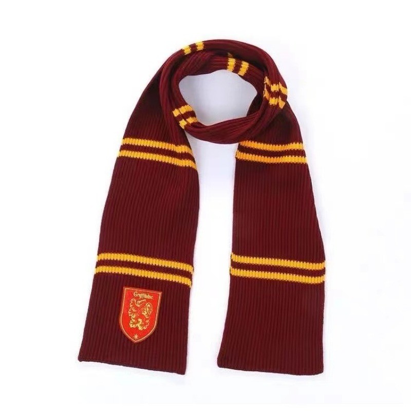 ภาพยนตร์ HRR ผ้าพันคอคอสเพลย์เครื่องแต่งกาย Hovos Gryffindor Slytherin Ravenclaw ผ้าพันคอลายถักผ้าพั