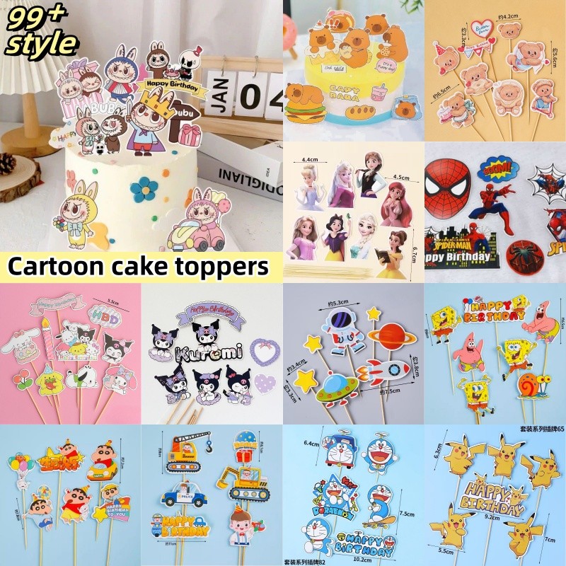 99 + การ์ตูนตัวละครธีมเค้ก topper ไดโนเสาร์ด้านนอกรถเค้ก Toppers สําหรับเด็กวันเกิด Baby Shower Party ตกแต่งอุปกรณ์