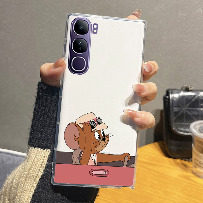 2024 ใหม่ปลอกVIVO Y200 5G / Y19S / V40Lite 4G 5Gลายการ์ตูนแมวและเมาส์โปร่งใสSoftcase HandphoneกรณีVIVOY19S VIVOV40Lite VIVOY200