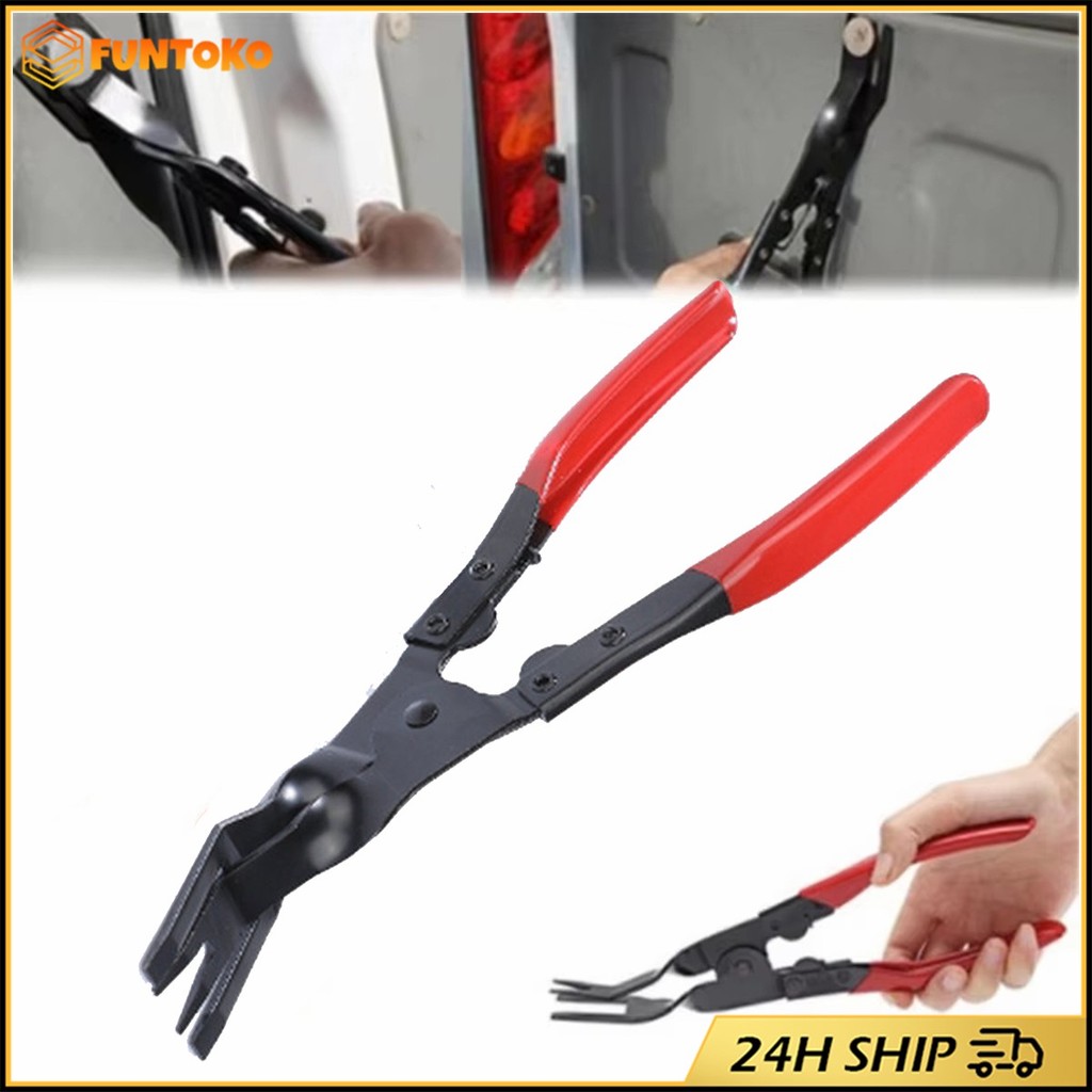 สินค้ามีคุณภาพ คีมไฟหน้ารถยนต์ เครื่องมือถอดไฟหน้า 1ชิ้น คีมถอดคลิปตัดแต่งรถ สีรแดง