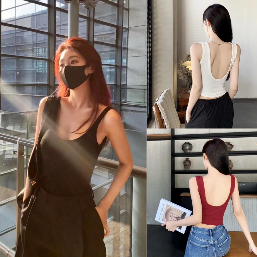 KOKO-เสื้อกล้ามผู้หญิง ทรงเว้าหลัง เซ็กซี่ มีบราในตัว #X2896
