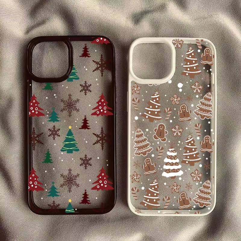 ต้นคริสต์มาส Snowman สําหรับ Samsung S25 S24 S23 Ultra Plus S20 S21 S23 S24 FE กรอบกันกระแทกคริสตัลใสป้องกันปกหลัง