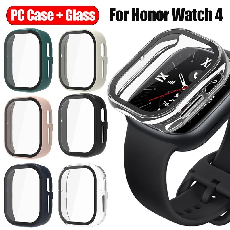 Honor Watch5 Watch4/GS4/GS3 Luxury Hard PC + ฟิล์มกระจกนิรภัยกันกระแทกนาฬิกาสําหรับ Honor Watch GS 3 4 5 Anti Scratch นาฬิกาเชลล์กรอบกันชนป้องกันหน้าจอ
