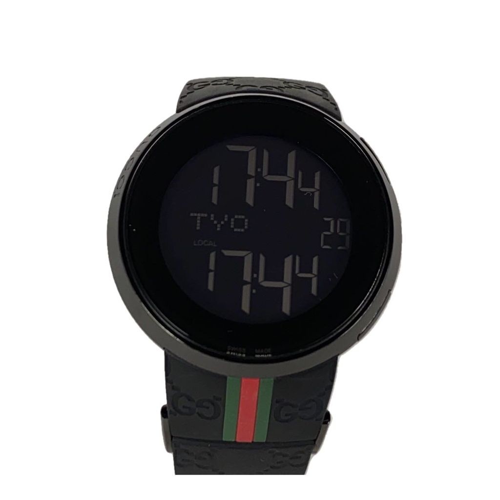 GUCCI Men's Watch iGucci Quartz Digital Rubber Black 114-2 Direct from Japan Secondhand