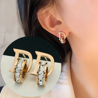 ไทเทเนียมเหล็กไม่ซีดจางตัวอักษรภาษาอังกฤษ ง ต่างหูแฟชั่นเฉพา…