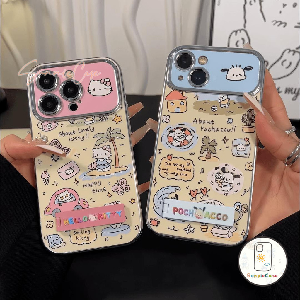 น่ารัก Hello kitty เคสไอโฟน 12 สำหรับ เคส IPhone 12 16 14 11 15 13 Pro Max 8 7 16 15 Plus XR X XS Max SE เคสคู่ เคส