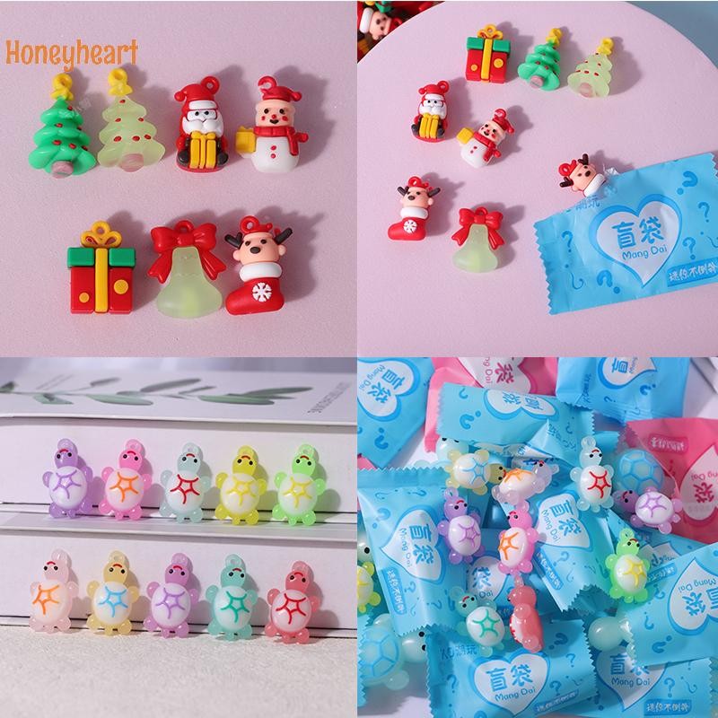 <Honeyheart> 10 ชิ้น Miniature Christmas Blind Bag ของเล่นมินิจําลองของขวัญเล็กๆรายการของขวัญเด็กกล่องตาบอดตุ๊กตาเครื่องประดับ Nice