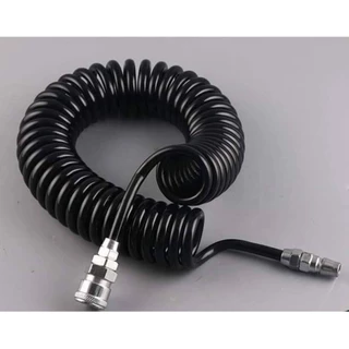 สายลมสปริง ลมสีดำ ลมขด PU HOSE ยาว 15 เมตร ปั๊มลม 8x5mm แบบขดสปริง พร้อมหัวคอปเปอร์