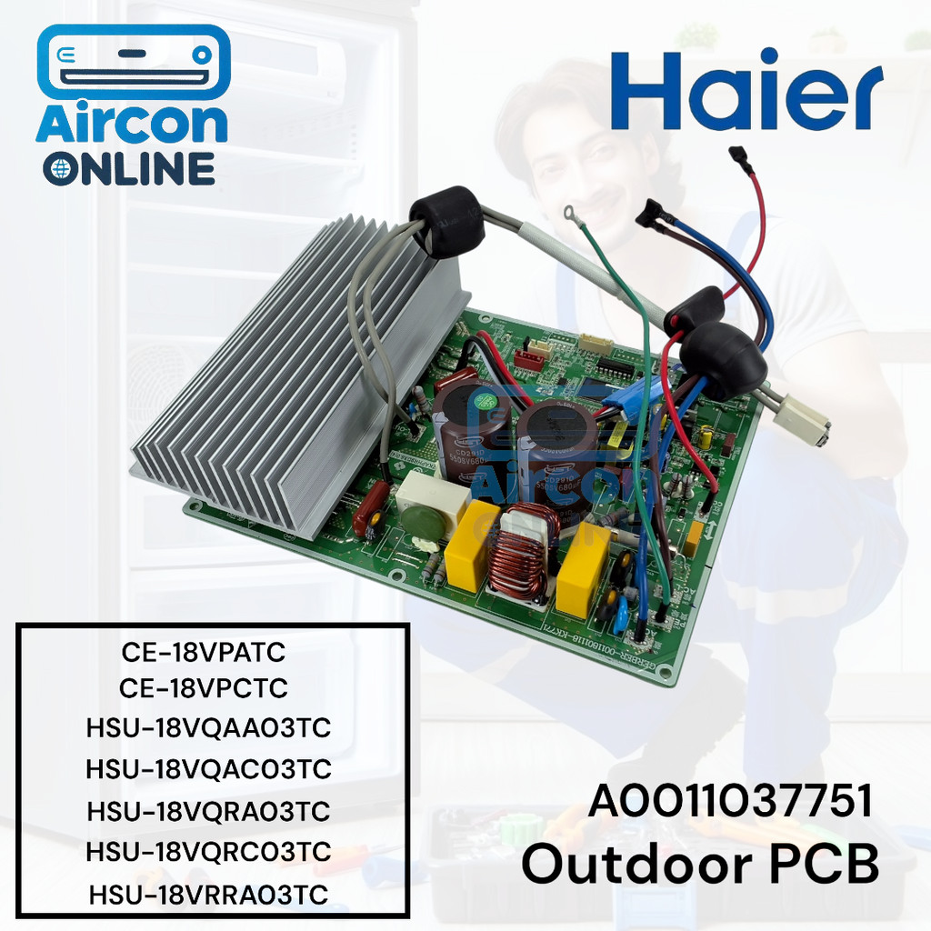 Outdoor PCB แอร์ HAIER รุ่น HSU-18VQRA, HSU-18CQAA,CE-18VPATC และรุ่นอื่นๆตามรายละเอียด รหัสสินค้า A0011037751 ของแท้… ราคา ถูกที่สุด ดีลบีเคเค