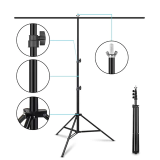 150*200cm ขาตั้งฉากตัว T โครงฉากสตูดิโอ Photography Background Backdrop Stand with Clips & Carrying Bag