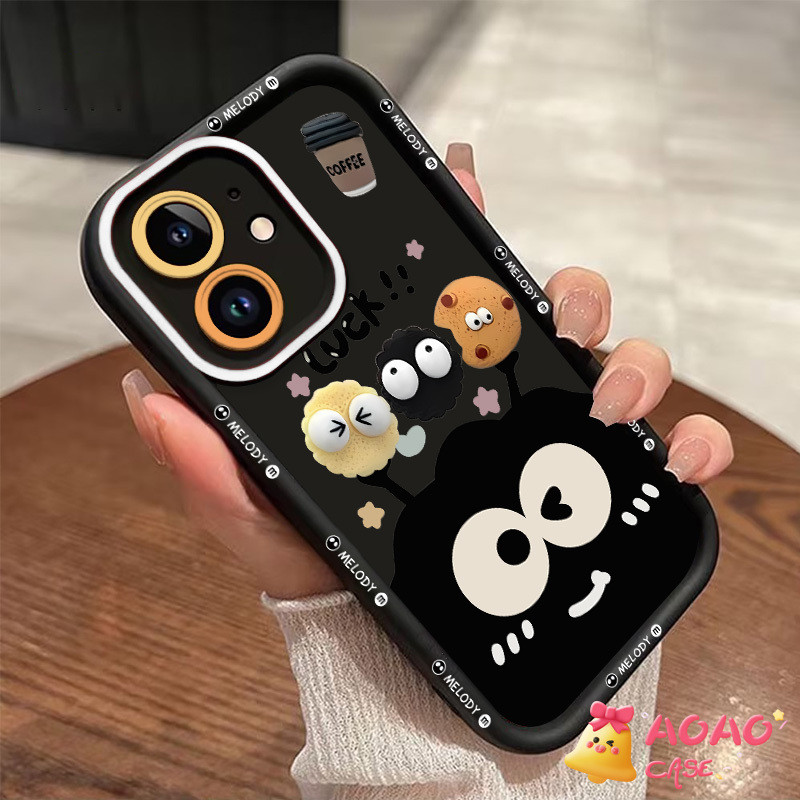 เคส VIVO Y21 Y17s Y11 Y16 Y17 Y15 Y20 Y15s Y36 Y27 Y21s Y12 Y12s Y22 Y02 Y91 Y22s V27 บอลถ่านหินตลกน่ารักปกอ่อน
