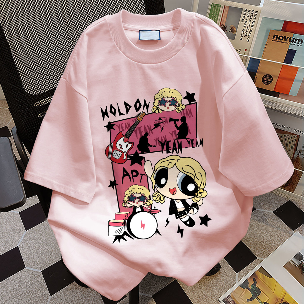 TIHIK เสื้อยืด oversize ผ้าฝ้าย100 สกรีนหลัง ลายการ์ตูน ไซซ์ M-2XL I001007