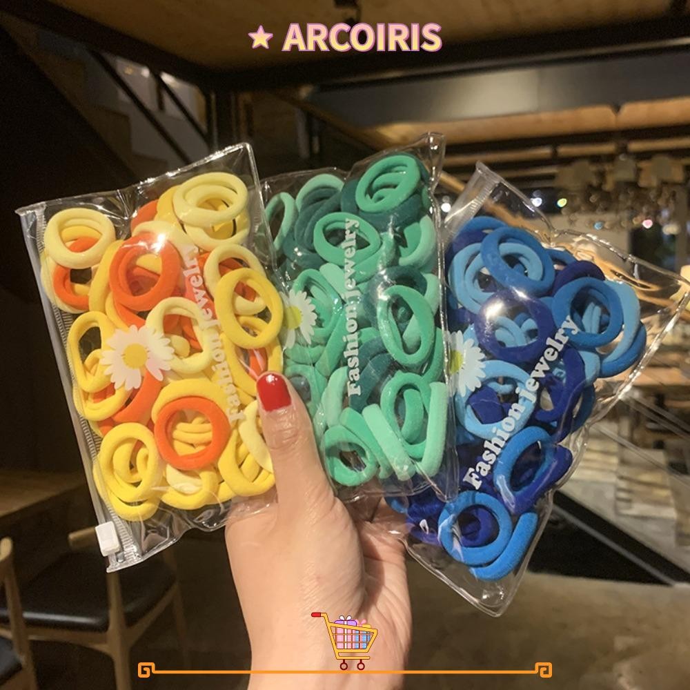 Arcoiris 50 ชิ้น/เซ็ตเชือกผม,ยืดหยุ่นลูกอมสียางรัด, Scrunchie ผมผูกเชือกสาวผู้หญิง