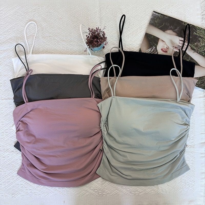 LYILINoble Lady สีทึบ Camisole Pleats Charm สวยกลับและ Slim Choice สําหรับ Hot Babes 677 THE2