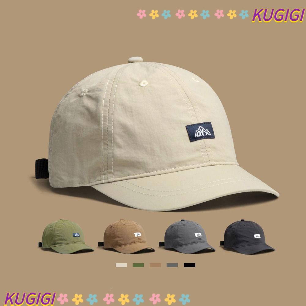 หมวกกันแดด KUGIGI หมวกเบสบอลแห้งเร็วระบายอากาศได้แฟชั่นหมวกกันแดดแบบบางปีกสั้นผู้หญิงผู้ชาย