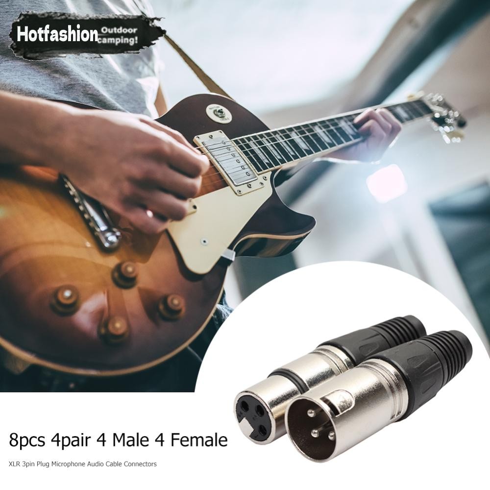 8ชิ้น4ชาย4หญิงแคนนอน XLR 3เข็มหมุด ปลั๊กไมโครโฟนสายสัญญาณเสียงขั้วต่อสายไฟ