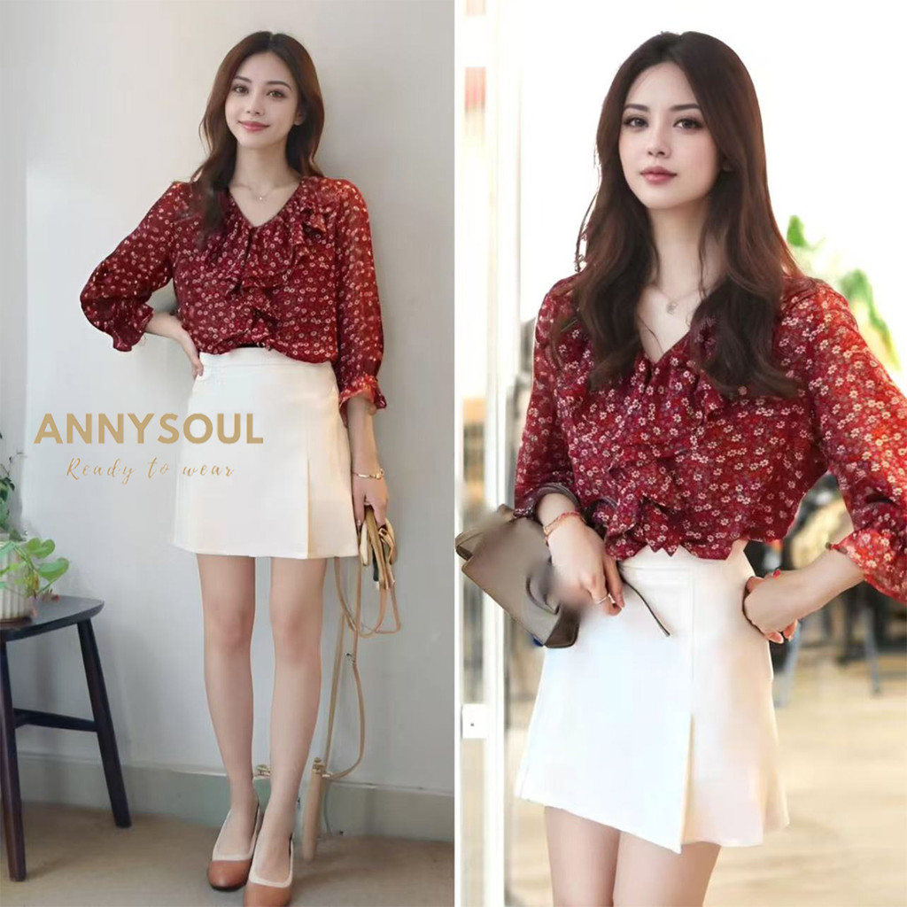 เสื้อยืดสวยแฟชั่นฤดูใบไม้ร่วง ลายจุดสีแดง