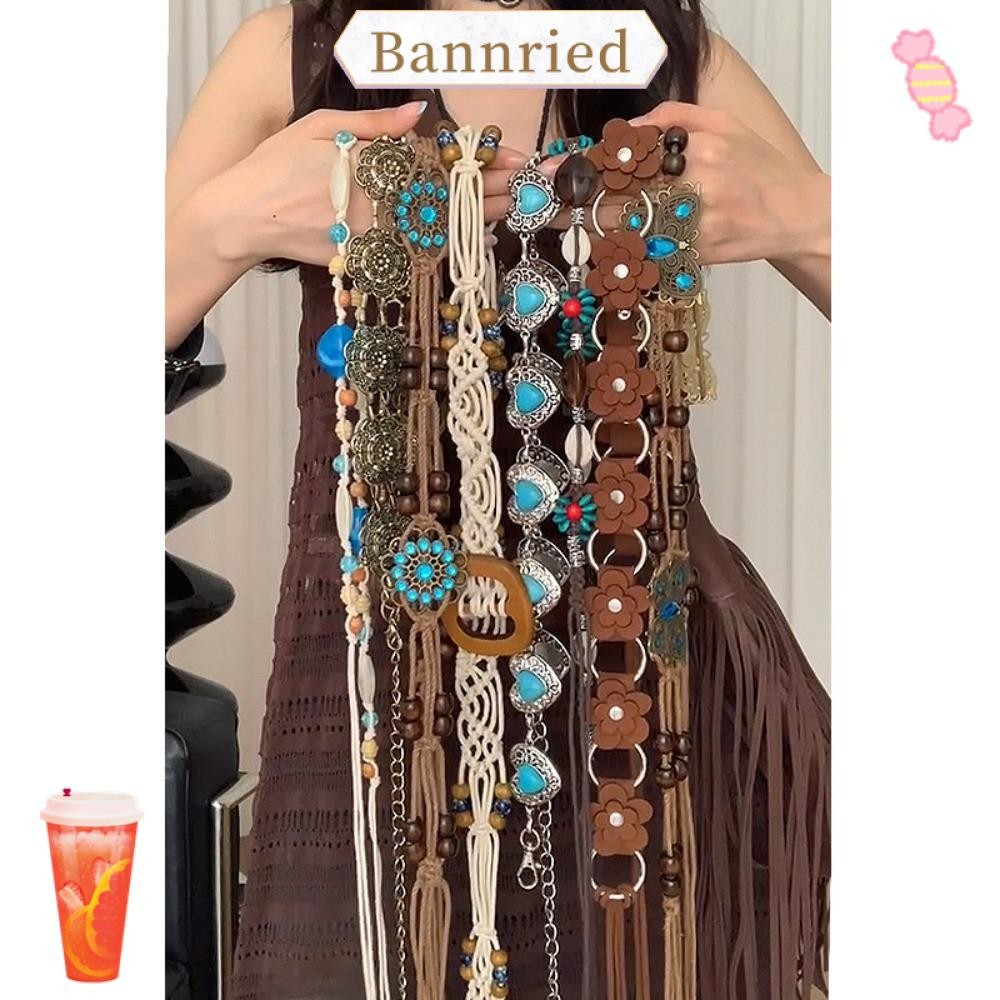 Bannriedsg989 โซ่เอว, Y2K Vintage Bohemian Belt, Summer Beach Accessories Dress Decorative Butterfly