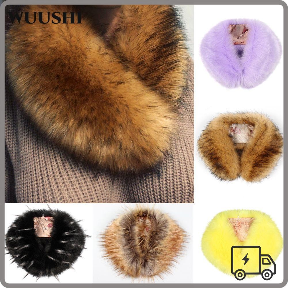 Wushi ผ้าพันคอผู้หญิง เครื่องอุ่นคอ แฟชั่นสไตล์โมเดิร์น ขนเทียม