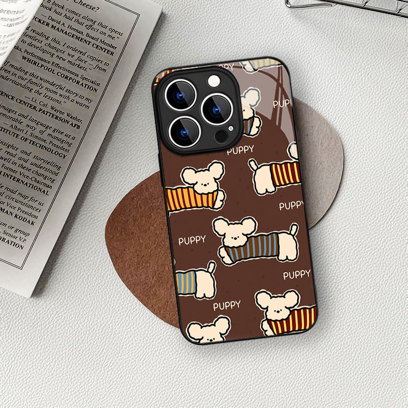 นุ่มแก้วสําหรับiPhoneกรณี15 14 13 12 11 Pro Max SE 2020 X XR XS ip 8 7 6s 6 Plusพรีเมี่ยมขอบแก้วน่าร