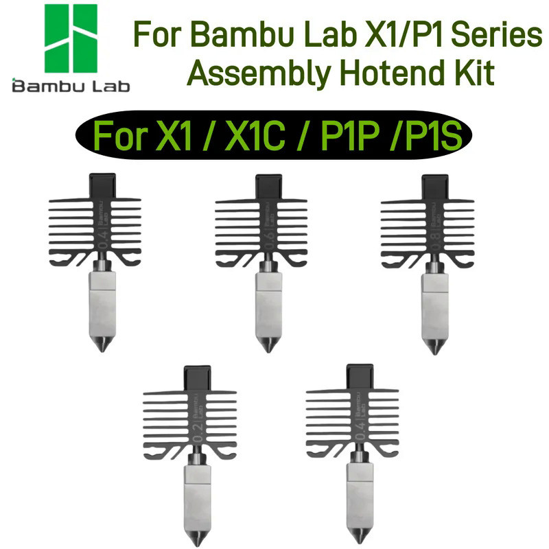 Bambu lab Original X1/P1 Series Hotend Kit Hardened Steel Nozzle 0.2/0.4/0.6/0.8mm For Bambu lab X1C