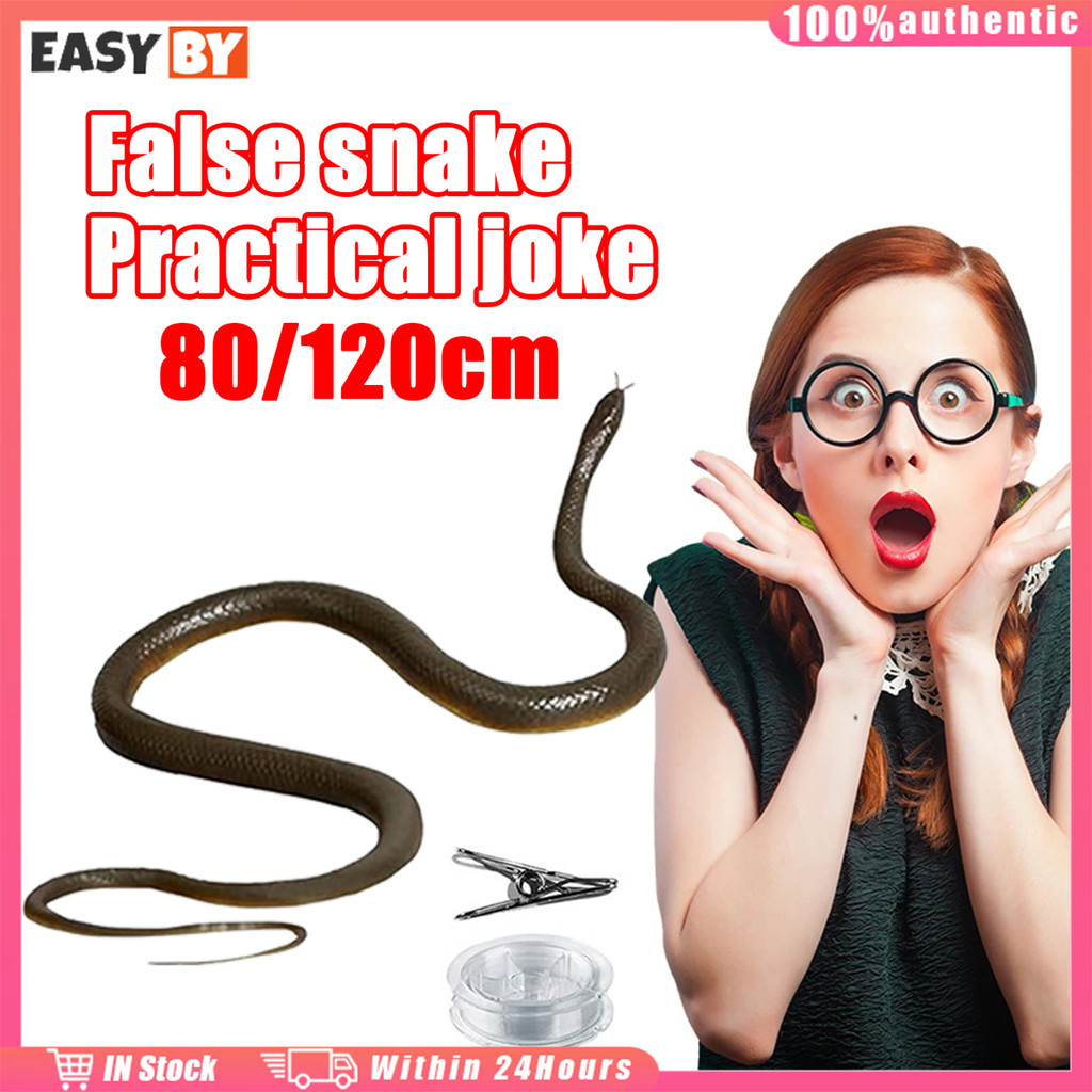 จัดส่งรวดเร็ว 120ซม.งูปลอมเหมือนจริง น่ากลัวจริง งูยางตัวใหญ่ ของเล่นสำหรับแกล้งเพื่อน