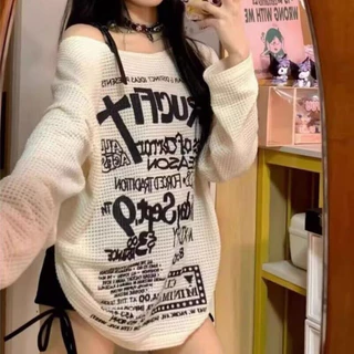 Veewink เสื้อยืดแขนยาว ป้องกันแดด เปิดไหล่ ทรงหลวม สไตล์เกาหลี สําหรับผู้หญิง ผ้านิ่มใส่สบายทรงหลวมเข้ารูป รุ่น
