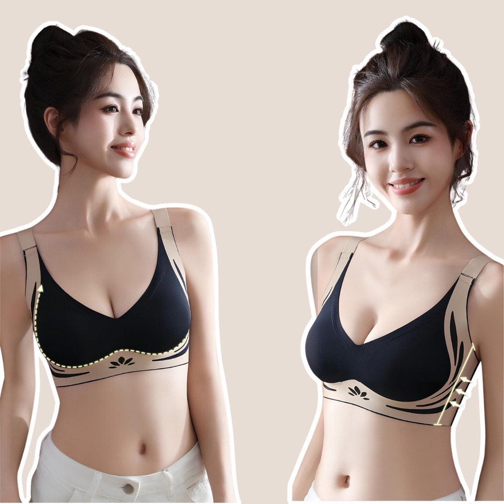 บราไร้โครงไร้ขอบ 4 ตะขอ เสื้อชั้นในเก็บข้าง เสื้อในสำหรับผู้หญิง เนื้อผ้านิ่มใส่สบาย เก็บเนื้อด้านข้างได้ดี พร้อมส่ง