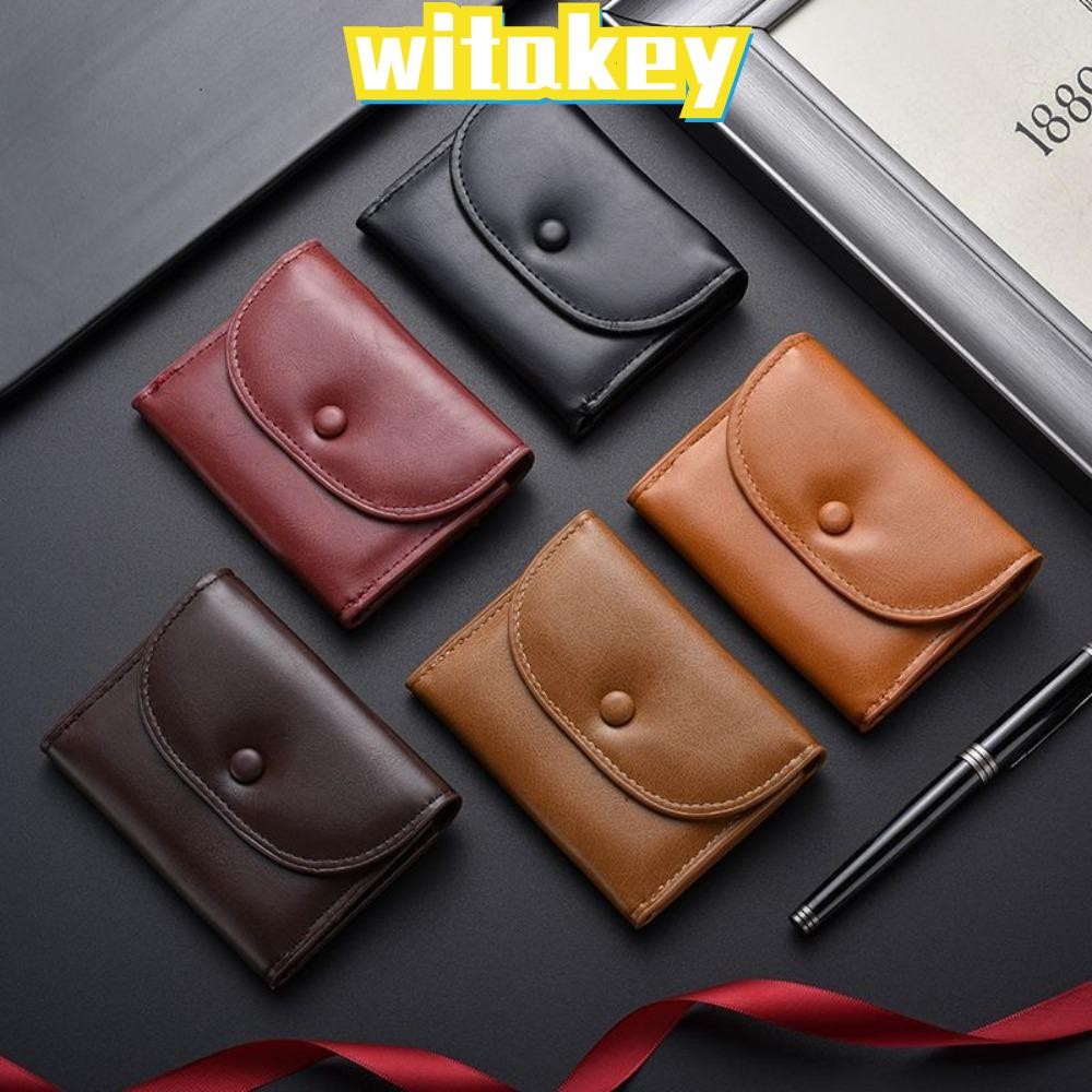 Witakey กระเป๋าสตางค์ใบสั้นกระเป๋าใส่เหรียญหนังแบบพกพาแฟชั่นหลายสีกระเป๋าเก็บของขนาดเล็กผู้ชายผู้หญิง