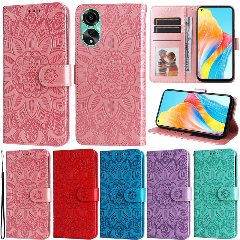ดอกทานตะวันสําหรับoppo A59 A79 A18 A38 A58 A78 A98 A17 Reno11 Reno10 Reno8 T Realme 11 G53 C51 C55 หรูหรากระเป๋าสตางค์หนังPUหนังพลิกผิวฝาครอบกรณี